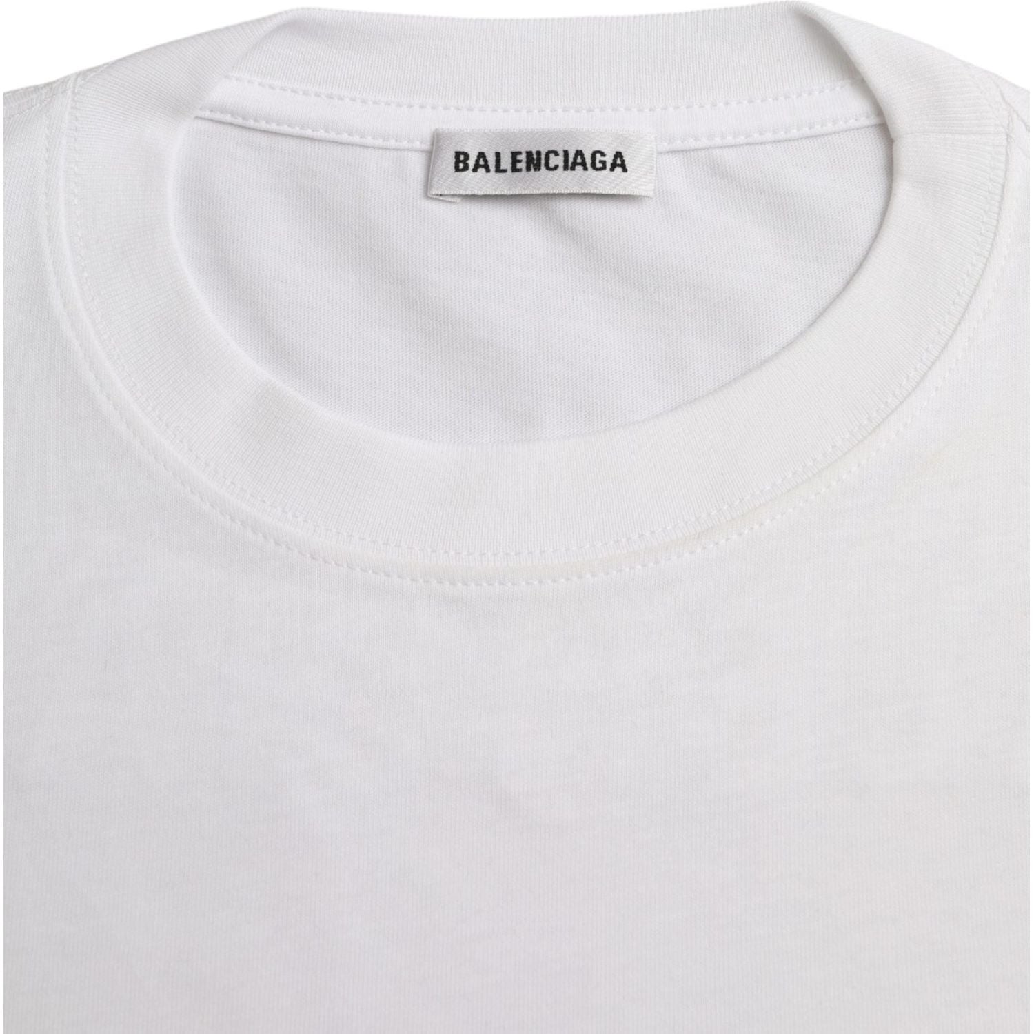تي شيرت Balenciaga أبيض من القطن بياقة دائرية وأكمام قصيرة