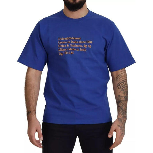 Dolce & Gabbana Blue Logo Print Crewneck Cotton T-shirt TSH83097-44