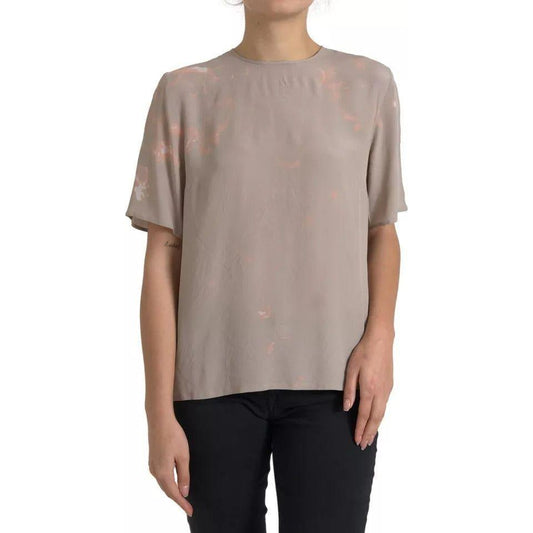 Dolce & Gabbana Brown Round Neck Short Sleeve Blouse Top TSH83325-48