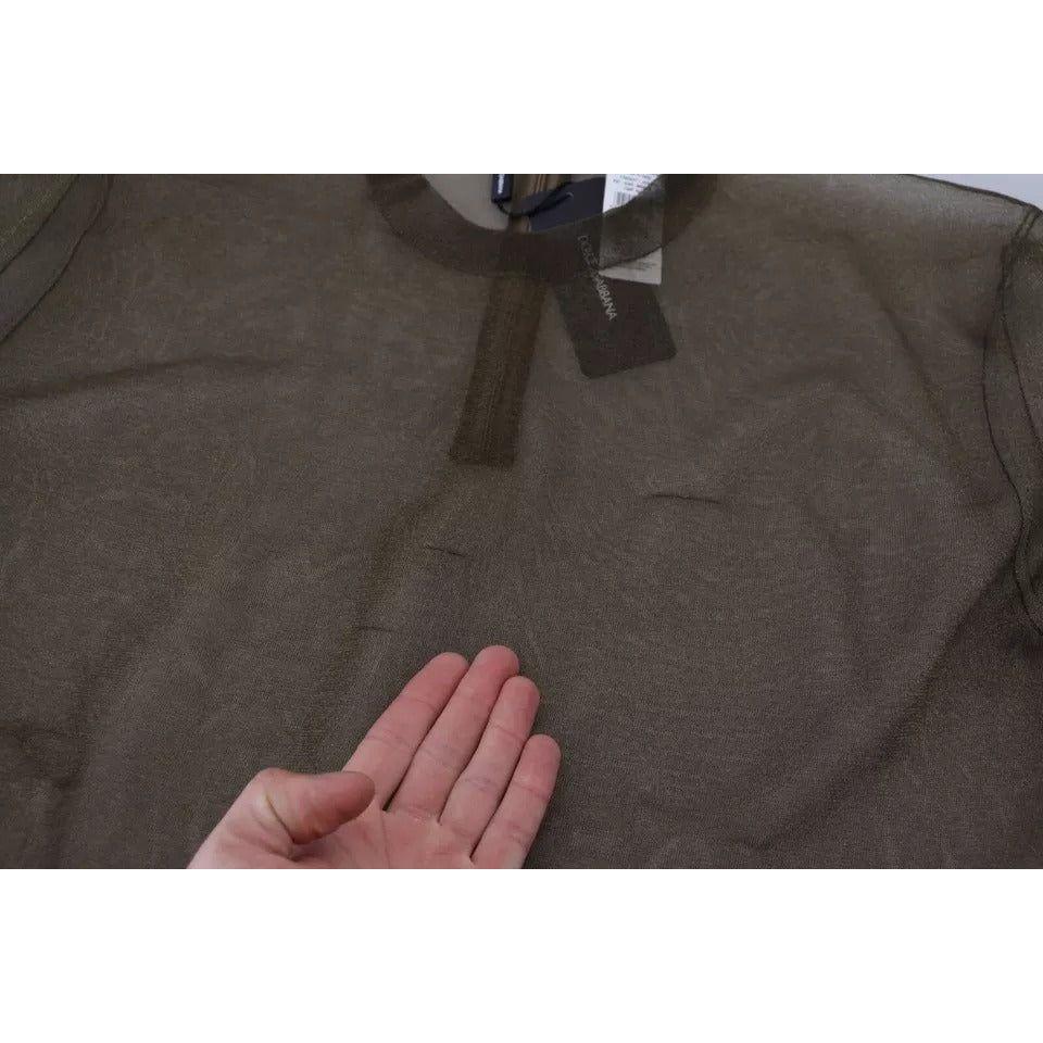 بلوزة دولتشي آند غابانا شفافة سوداء بأكمام طويلة وياقة دائرية