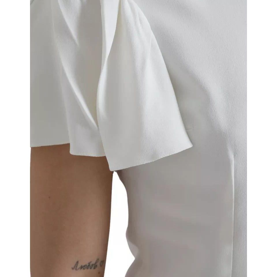 Dolce & Gabbana White Viscose Round Neck Short Sleeves Top
