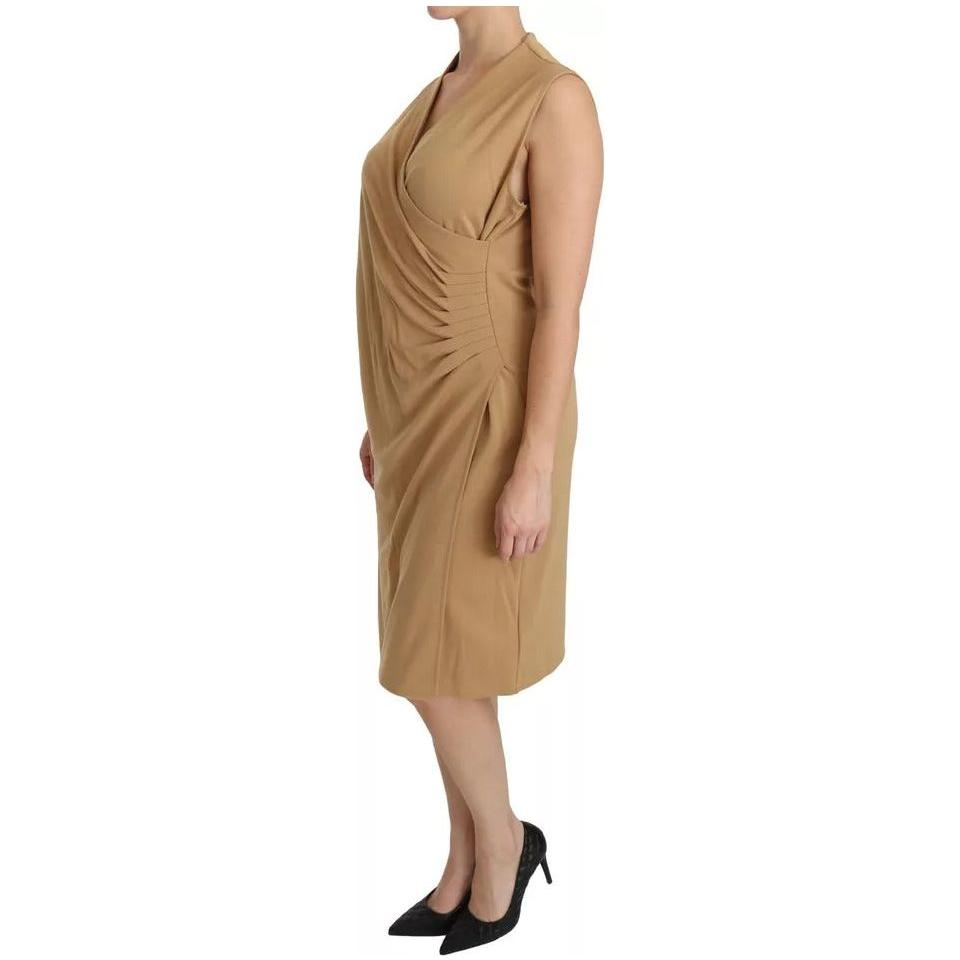 Ralph Lauren Brown V-neck Shift Knee Length Viscose Dress