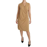 Ralph Lauren Brown V-neck Shift Knee Length Viscose Dress DR2191-42