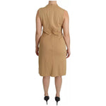 Ralph Lauren Brown V-neck Shift Knee Length Viscose Dress DR2191-42