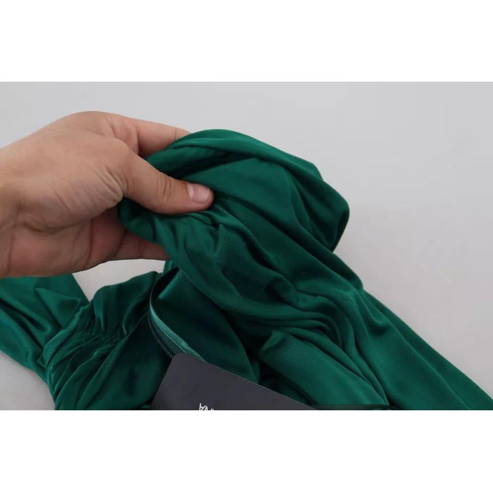 Dolce & Gabbana Dark Green Viscose Long Sleeve Midi Dress