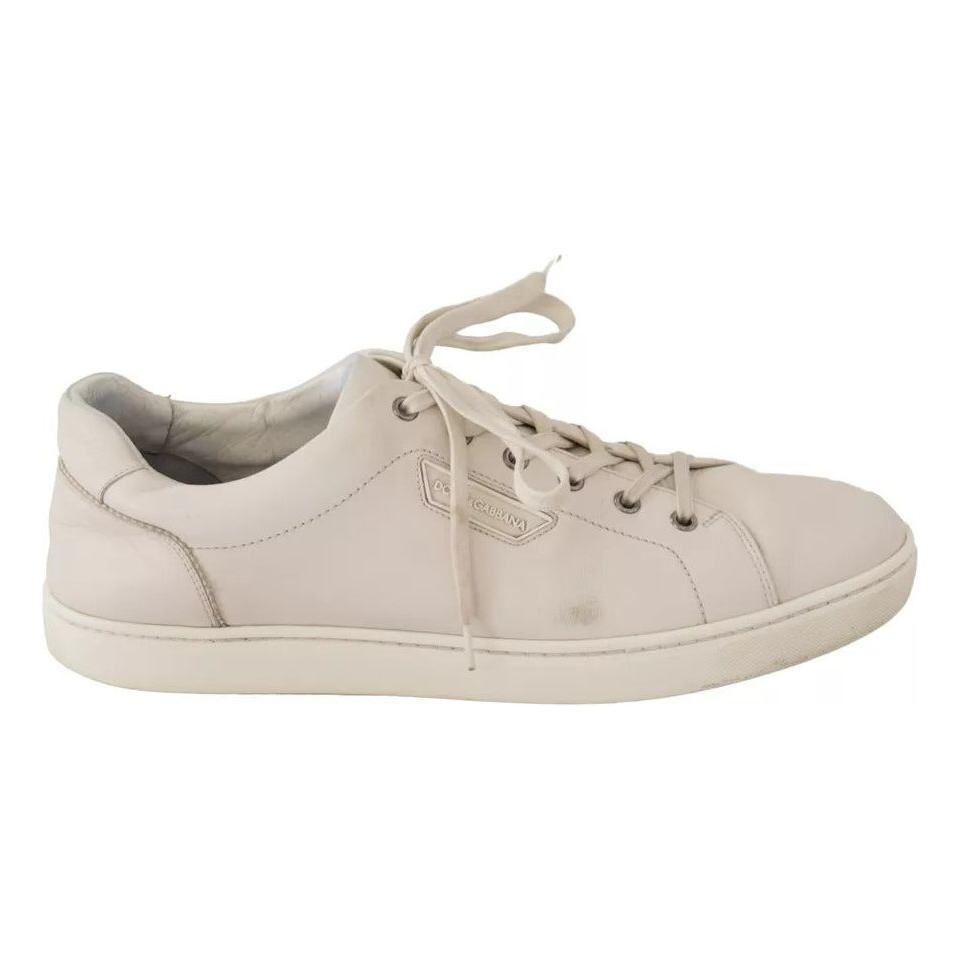 Dolce & Gabbana White Casual Leather Logo Men Sneakers Shoes MV4725-44.5