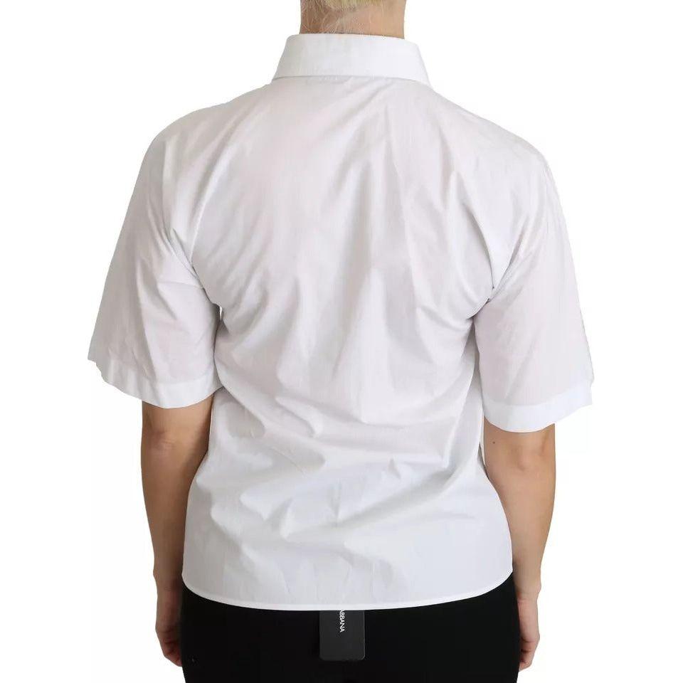 Dolce & Gabbana White Collared Short Sleeve Polo Shirt Top TSH4319-36
