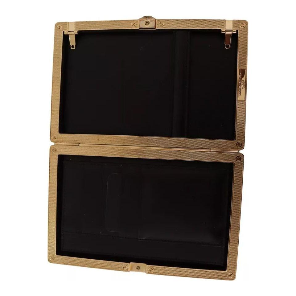 حقيبة كلاتش من دولتشي آند غابانا للحفلات المسائية بإطار ذهبي من الحرير الأسود