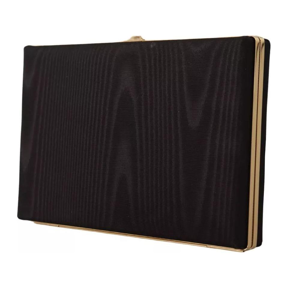 حقيبة كلاتش من دولتشي آند غابانا للحفلات المسائية بإطار ذهبي من الحرير الأسود