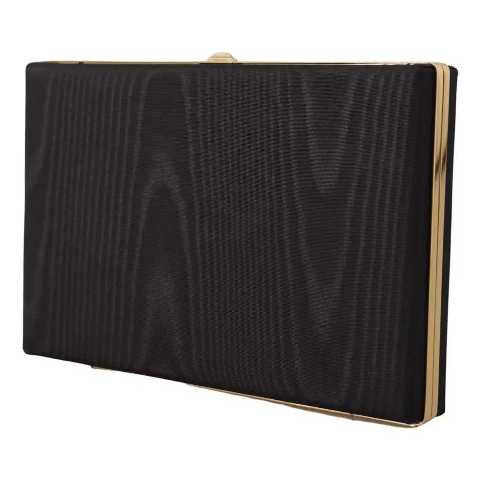 حقيبة كلاتش من دولتشي آند غابانا للحفلات المسائية بإطار ذهبي من الحرير الأسود