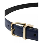 Dolce & Gabbana Blue Leather Gold Metal Buckle Men Belt BEL9114-90