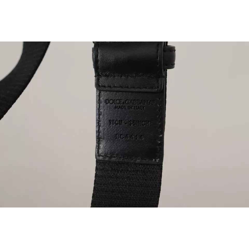 حزام دولتشي آند غابانا أزرق وأسود بطبعة شعار ومشبك فضي