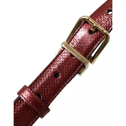 Dolce & Gabbana Maroon Leather Gold Metal Buckle Men Belt
