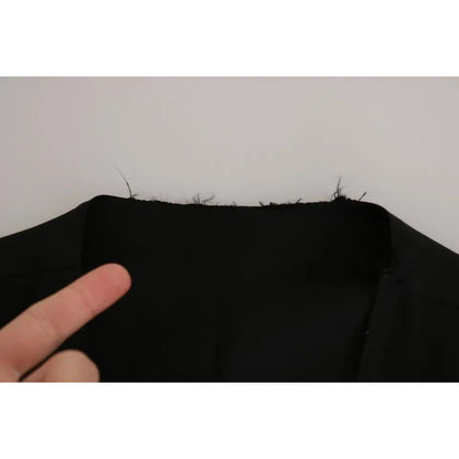 Dolce & Gabbana Black Solid STAFF Slim Fit Waistcoat Vest