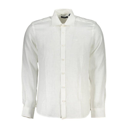 North Sails Elegant White Linen Long-Sleeved Shirt