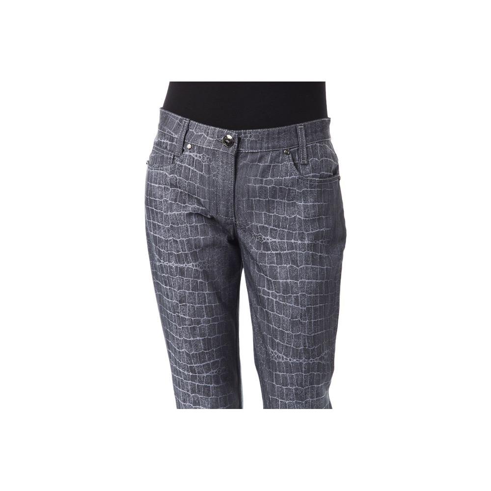 带口袋的别致鳄鱼印花长裤