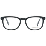 Ermenegildo Zegna Black Men Glasses Frame in black plastic, full-rim rectangle style with demo lenses, size 52-19-145.