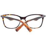 Police Brown Women Glasses Frame with full-rim rectangle style in brown tortoiseshell pattern, plastic lens and frame, size 52-15-140 with spring hinge.