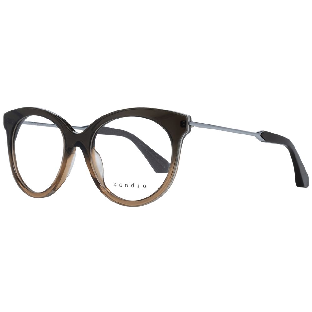 Sandro Brown Women Glasses Frame in metal and plastic, butterfly style with full-rim design, demo lenses, size 48-17-135.