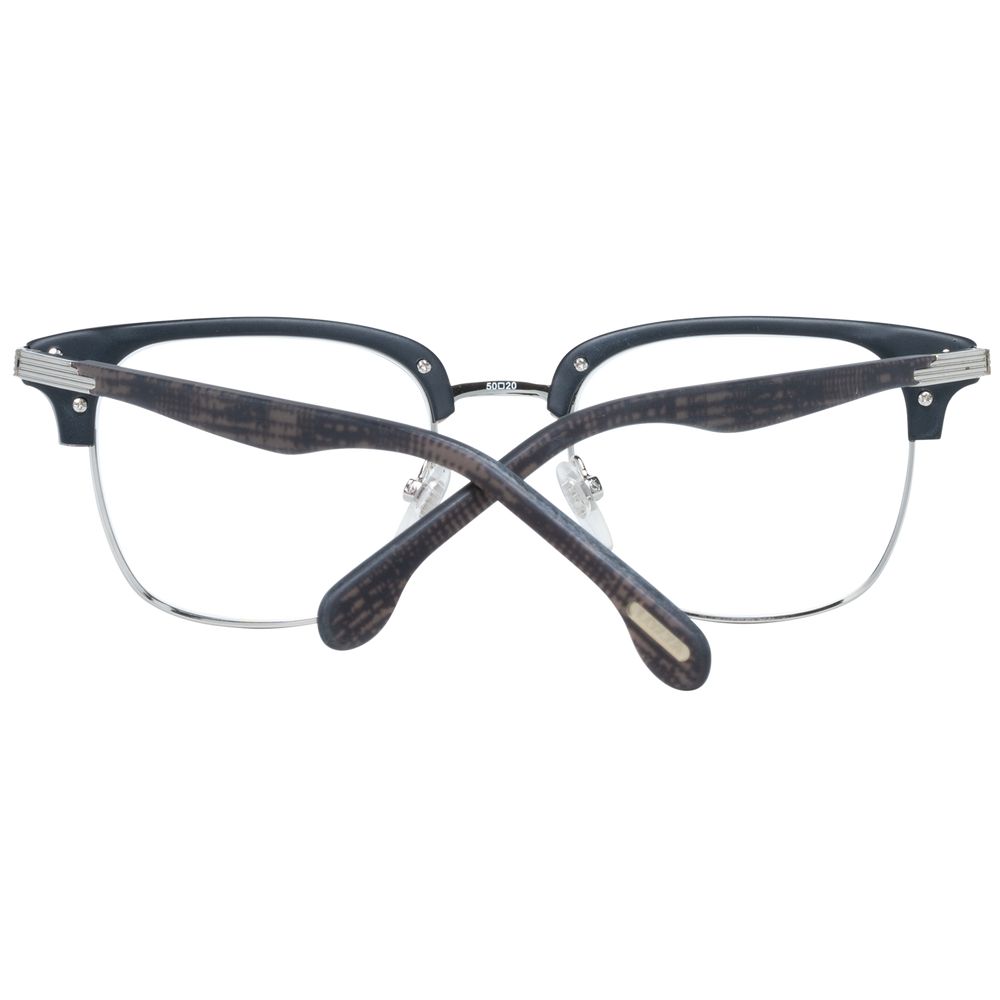 Lozza Brown Unisex Glasses Frame with full-rim trapezium style, brown metal and plastic frame, 50-20-140 size, spring hinge, branded case included.