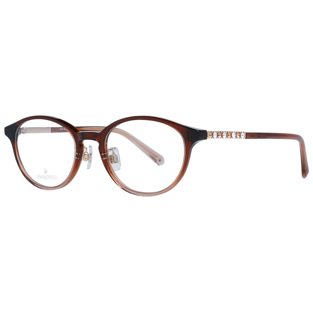 Swarovski Brown Women Glasses Frame in oval style with plastic full-rim and branded case included, size 49-19-145.