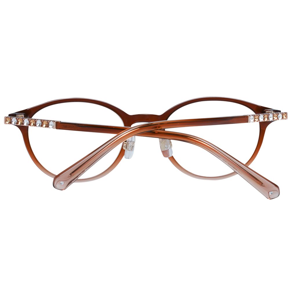 Swarovski Brown Women Glasses Frame, brown oval full-rim, plastic material, elegant design, 49-19-145 size, for women.