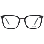 Police Black Men Glasses Frame with metal and plastic trapezium style for men, full-rim design with demo lenses, branded case included.