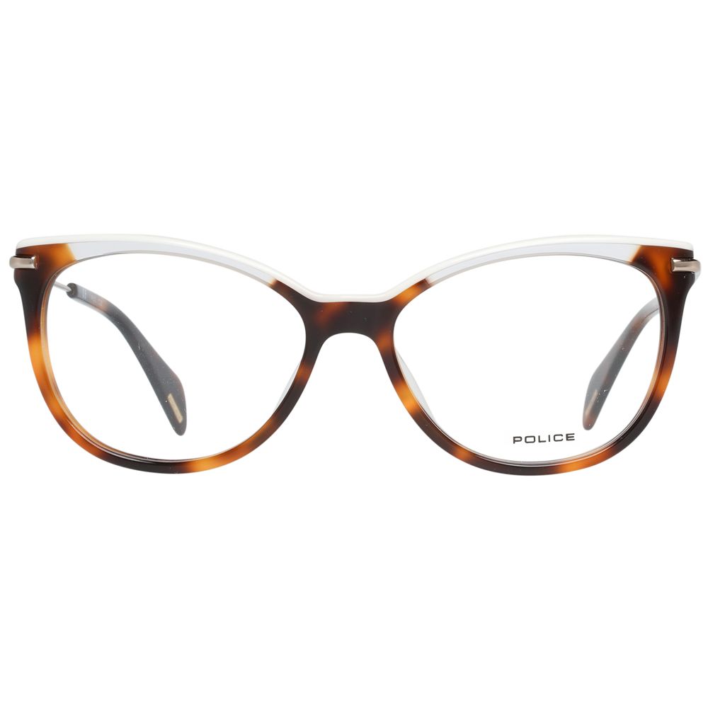Police Brown Women Glasses Frame, full-rim metal & plastic, size 53-16-140, stylish brown eyewear for women with branded case included