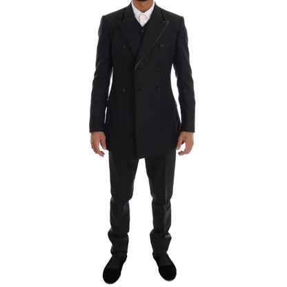 Dolce & Gabbana Gray Wool Double Breasted 3 Piece Suit