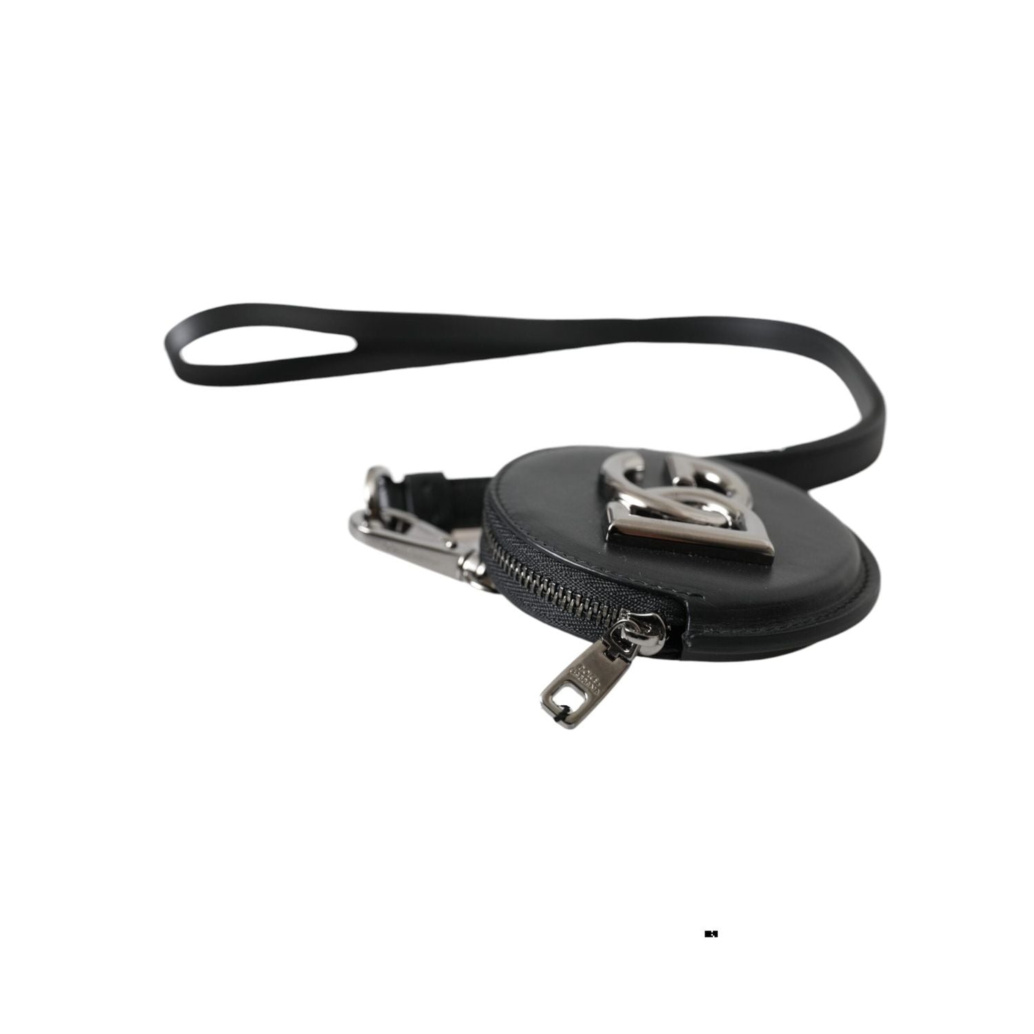 محفظة نقود معدنية دائرية سوداء من Dolce &amp; Gabbana بشعار DG