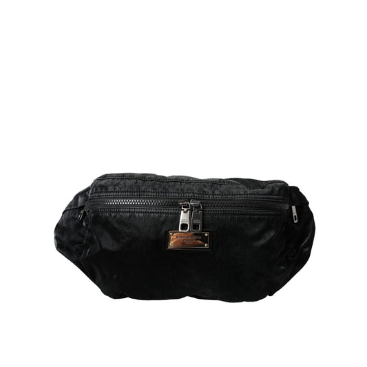 Dolce & Gabbana Black Nylon Logo Plaque Belt Waist Fanny Pack Bag