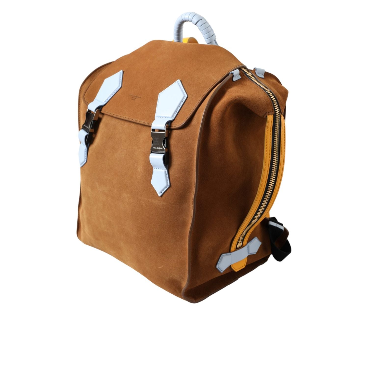 حقيبة ظهر دولتشي آند غابانا من الجلد المدبوغ باللون البني والأصفر مع شعار