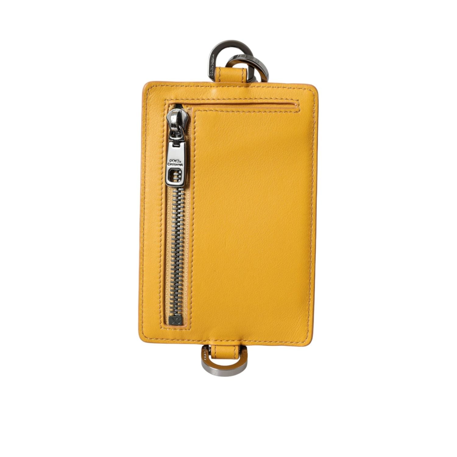 Dolce & Gabbana Orange Calf Leather Credit Card Holder Clip On Wallet