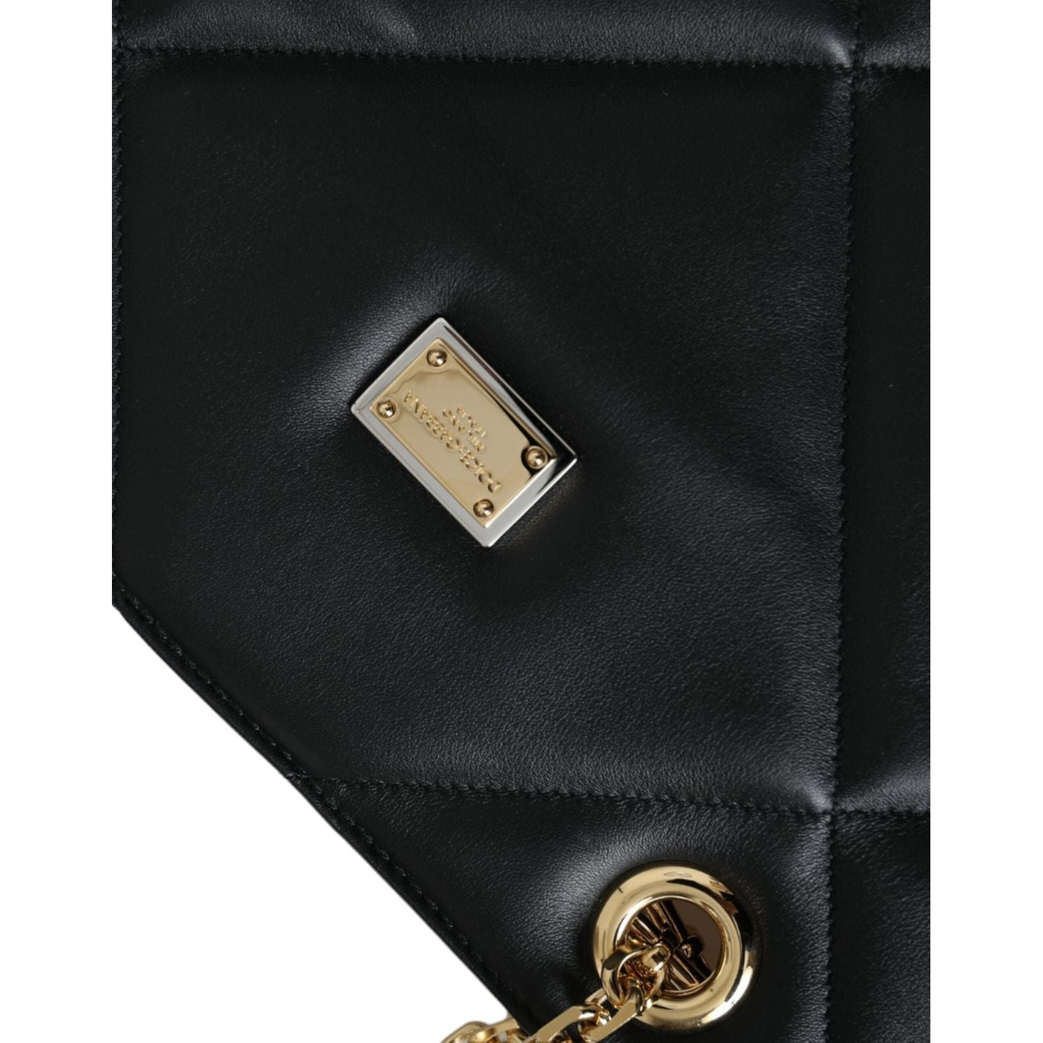 حقيبة تسوق مبطنة من الجلد الأسود من دولتشي آند غابانا JUNGLE