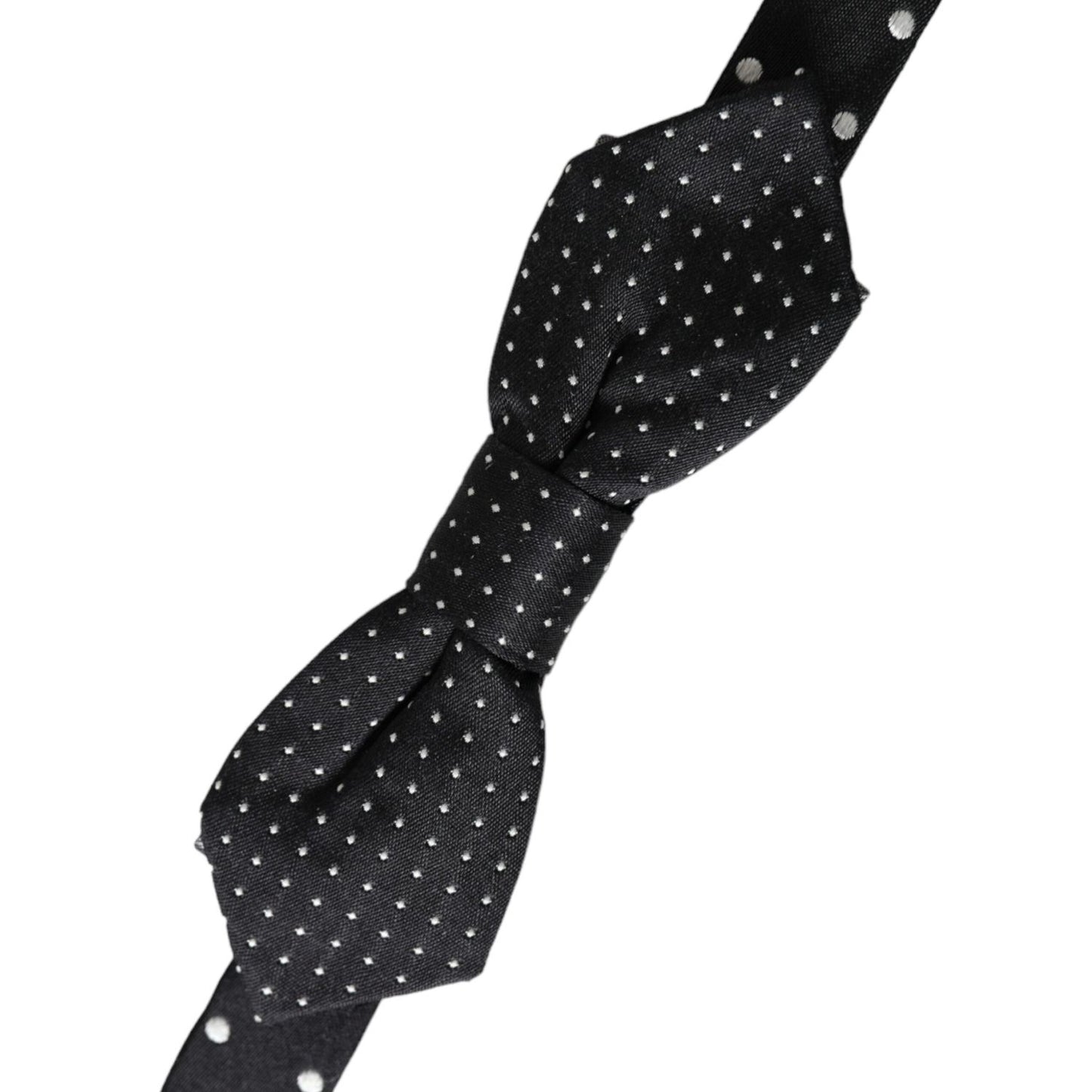 Dolce & Gabbana Black Silk Polka Dot Adjustable Neck Men Papillon Bow Tie