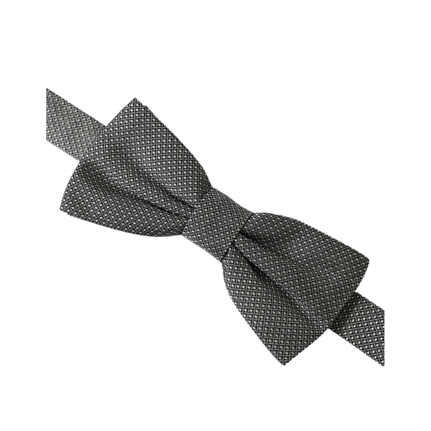 Dolce & Gabbana Gray Silk Patterned Adjustable Neck Men Papillon Bow Tie
