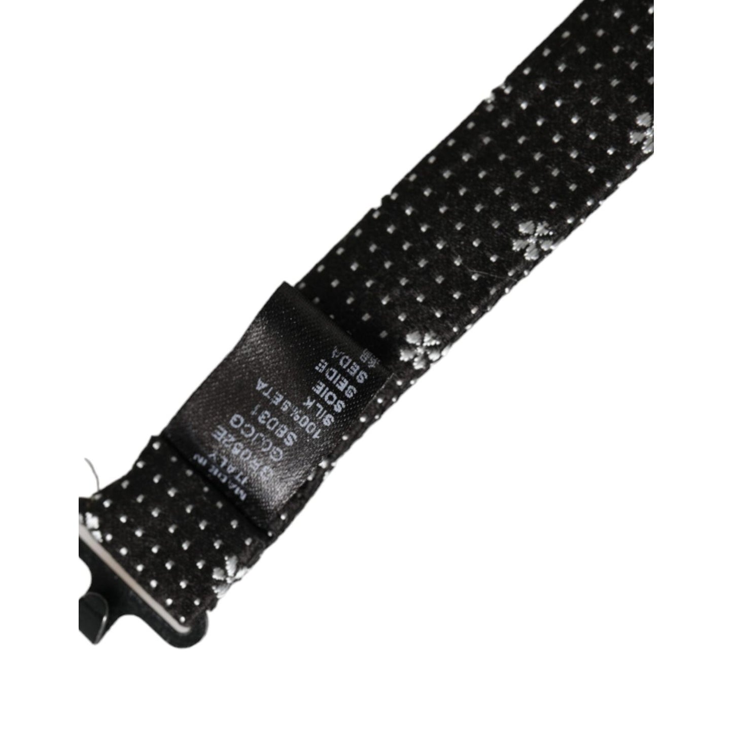 Dolce & Gabbana Black Silk Floral Adjustable Neck Men Papillon Bow Tie