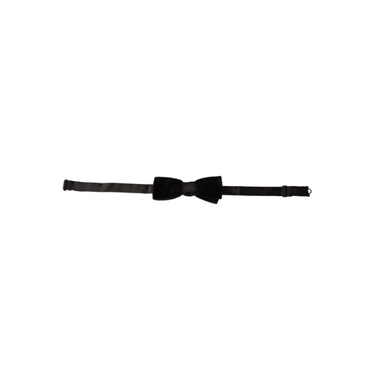 Dolce & Gabbana Black Velvet Cotton Adjustable Neck Men Bow Tie