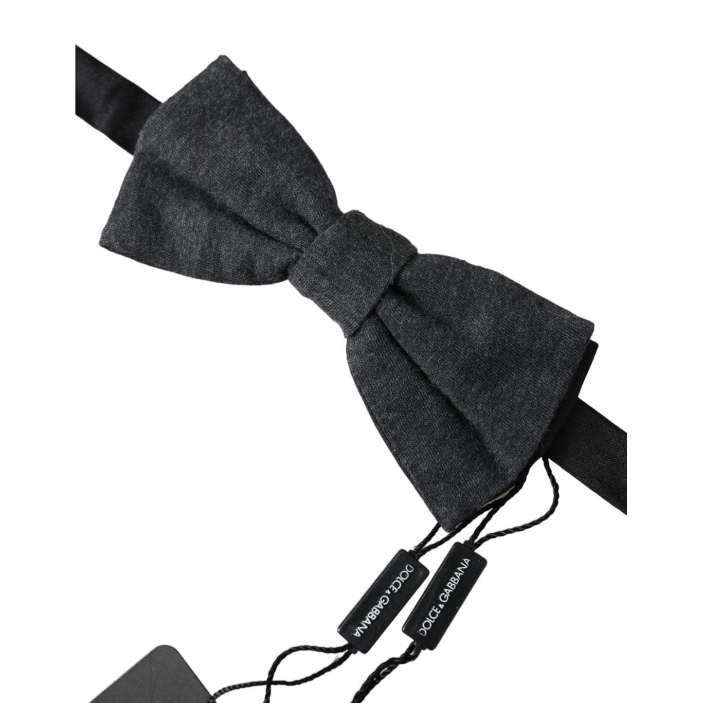 Dolce & Gabbana Dark Gray Silk Adjustable Neck Men Bow Tie