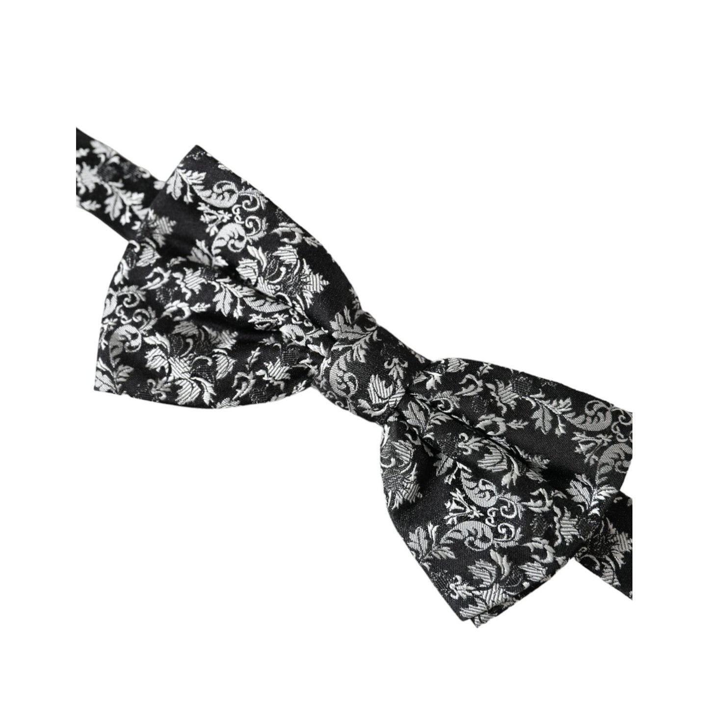 Dolce & Gabbana Black Floral Silk Adjustable Neck Men Bow Tie