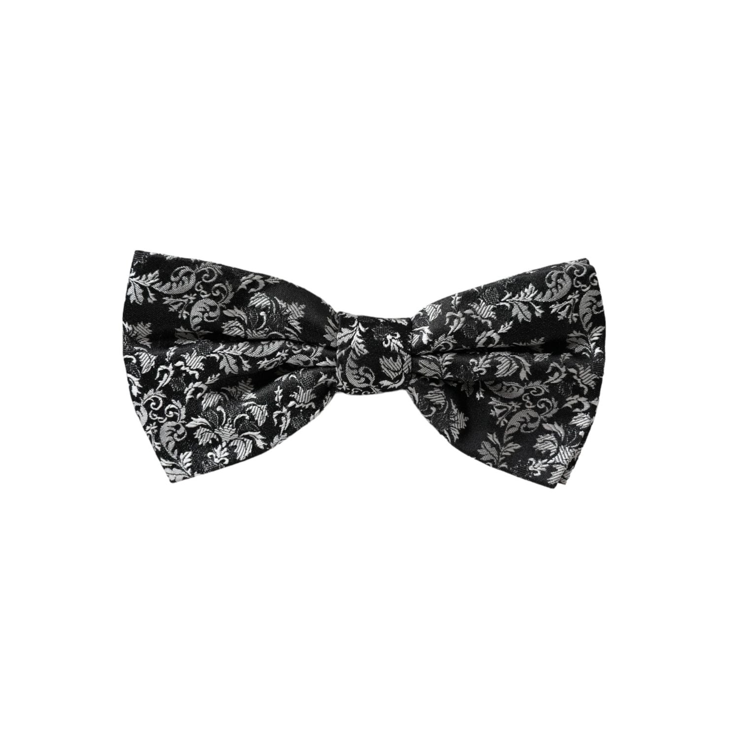 Dolce & Gabbana Black Floral Silk Adjustable Neck Men Bow Tie