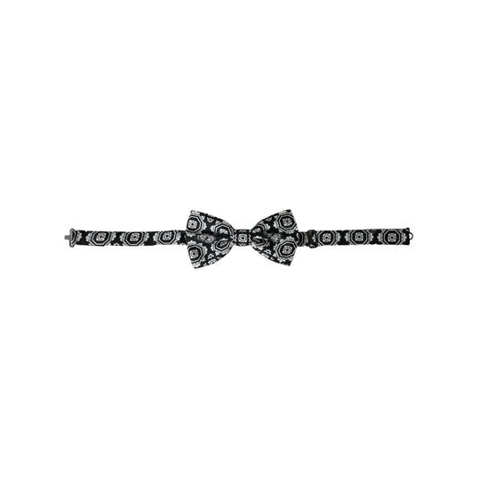 Dolce & Gabbana Black White Printed Adjustable Neck Men Bow Tie