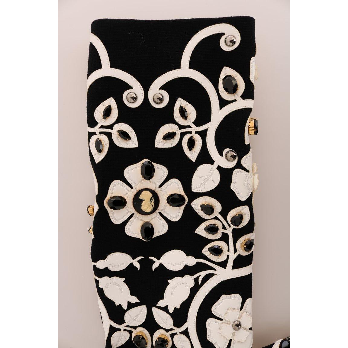 Dolce & Gabbana Black Baroque Floral Crystal Jacket Coats & Jackets
