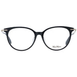 Max Mara Black Women Glasses Frame, full-rim black plastic round style with demo lenses, includes branded case.