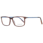 Ermenegildo Zegna Brown Men Glasses Frame, full-rim plastic rectangle, 58-14-145 size with demo lenses, includes branded case.
