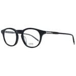 Lozza Black Men Glasses Frame with acetate full-rim, round style, 49-20-145 size, demo plastic lenses, and branded case included.