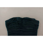 Dolce & Gabbana Turquoise Draped Satin Midi Dress Dolce & Gabbana Dark Gray
