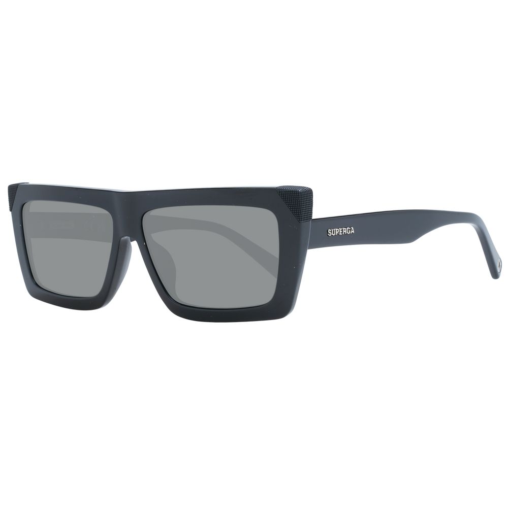 Sting Black Unisex Sunglass with full-rim black acetate frame, grey gradient lenses, and 100% UVA & UVB protection in rectangle style.