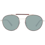 Sting Brown Men Sunglass with metal brown frame, green lenses, and full-rim aviator style. Includes branded case and offers 100% UVA & UVB protection.