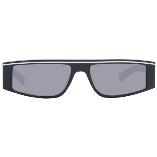 Sting Black Men Sunglass with black acetate full-rim frame and grey plastic lenses providing 100% UVA & UVB protection, size 55-17-145.